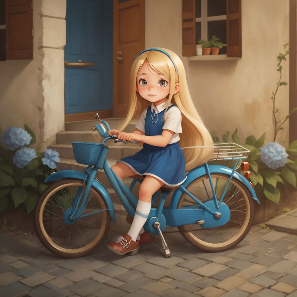 Lily learing how to ride a blue bike